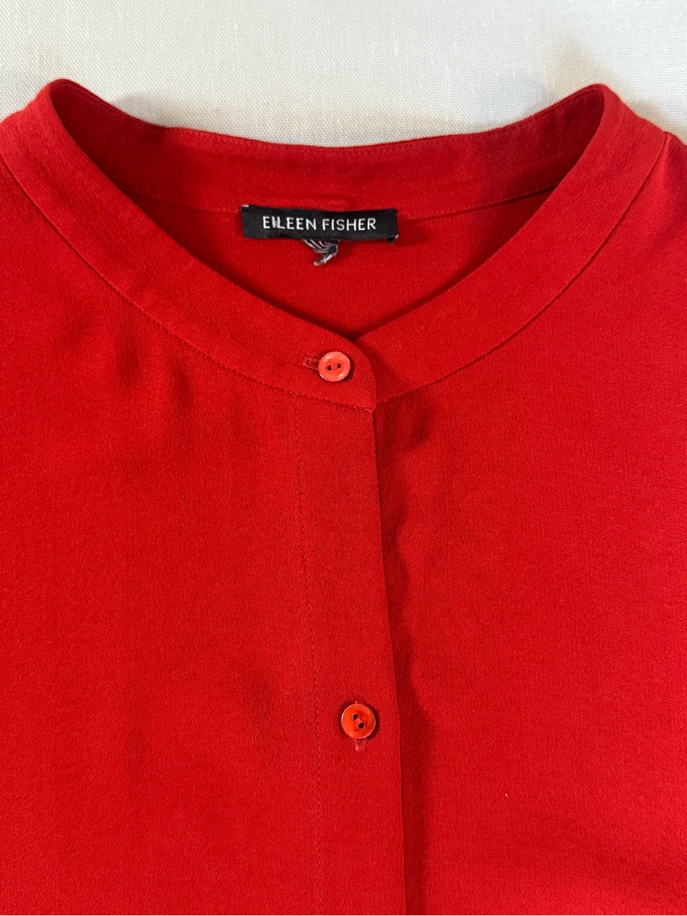 EILEEN FISHER Red 100% Silk Georgette Crepe Sleeveless Tunic Top XL-1X - Picture 3 of 10